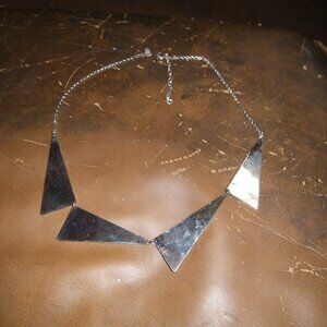 Women’s Sterling Silver Statement Necklace w/ Large Triangular Pendant Links